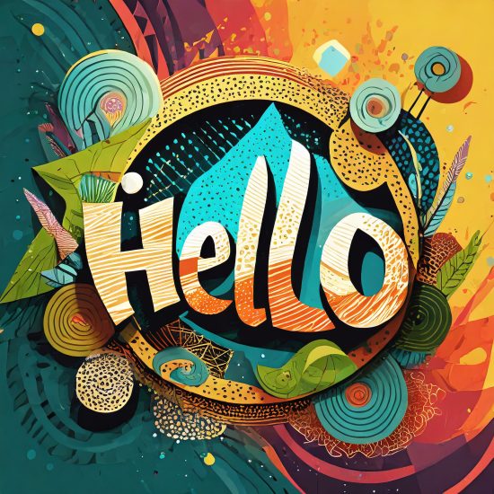HELLO su uno sfondo colorato